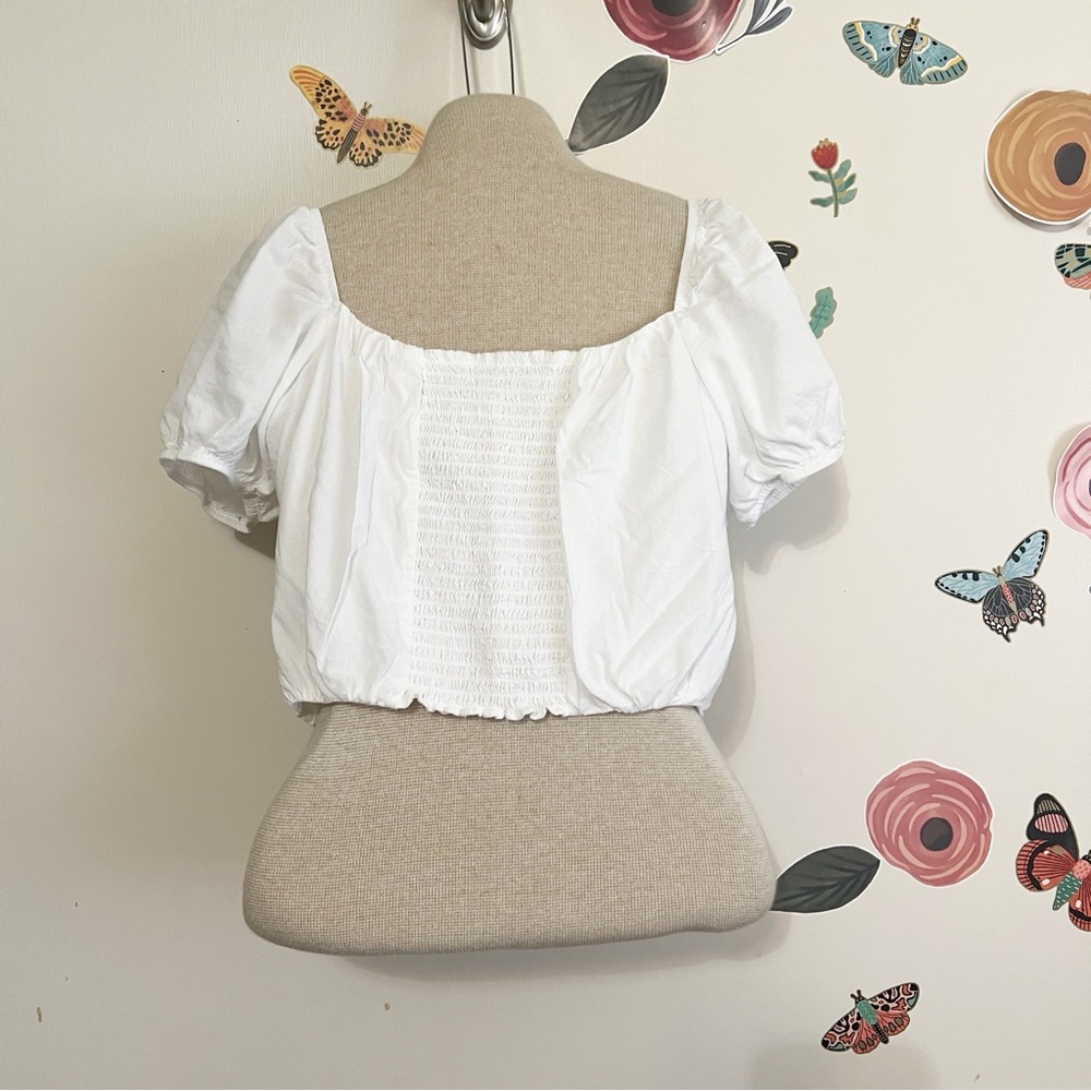Reformation Pimenta White Off-Shoulder Tie-Front Cutout Crop Top 10 - Picture 5 of 10